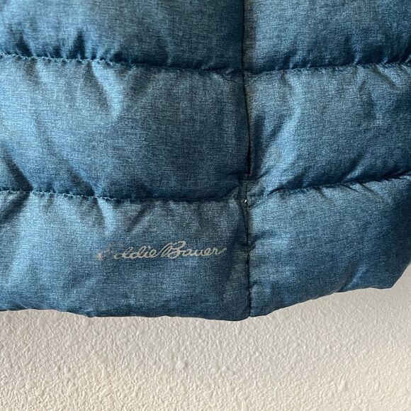 EDDIE BAUER Jacket Women's Medium Full Zip Down Filled Quilted Blue Mock Neck - Picture 6 of 13